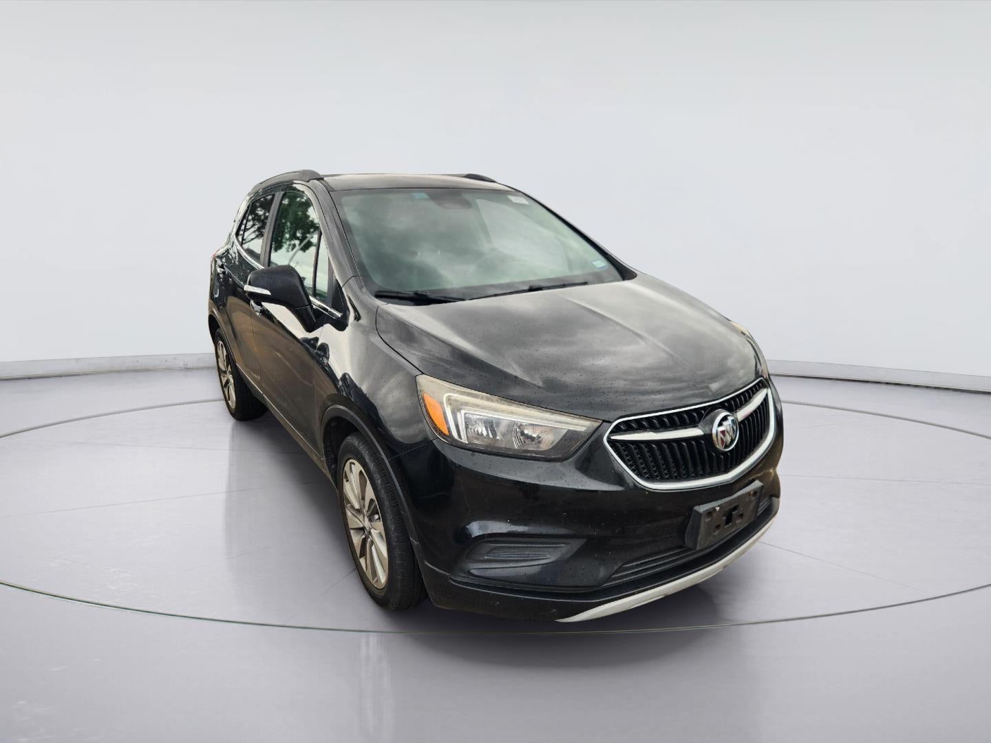 2018 Buick Encore Preferred in Ebony Twilight Metallic — front three-quarter view