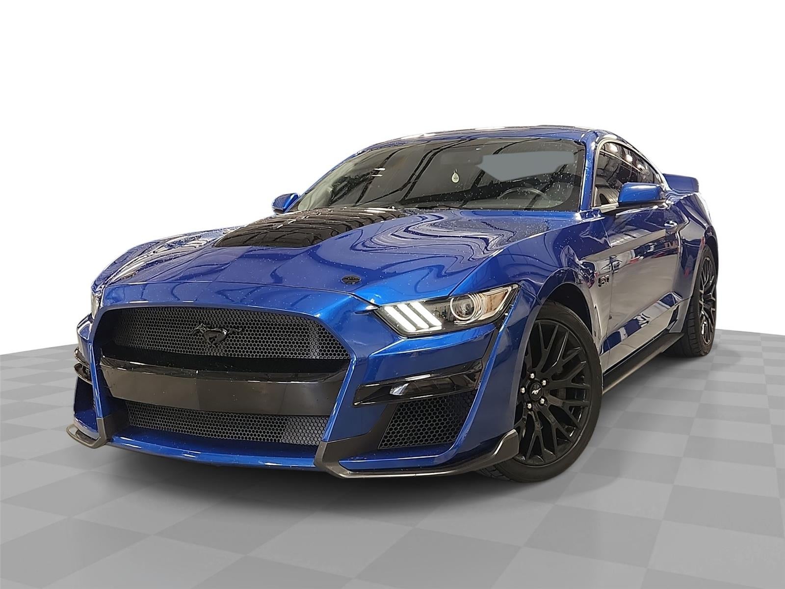 2017 Ford Mustang GT Premium in Lightning Blue — front three-quarter view