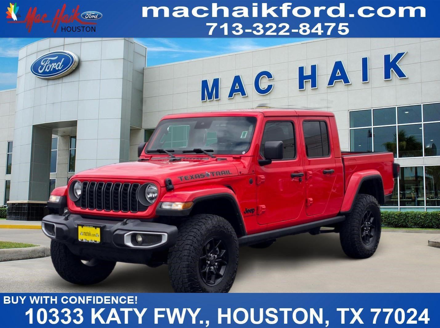 2024 Jeep Gladiator Texas Trail in Firecracker Red Clearcoat — front three-quarter view