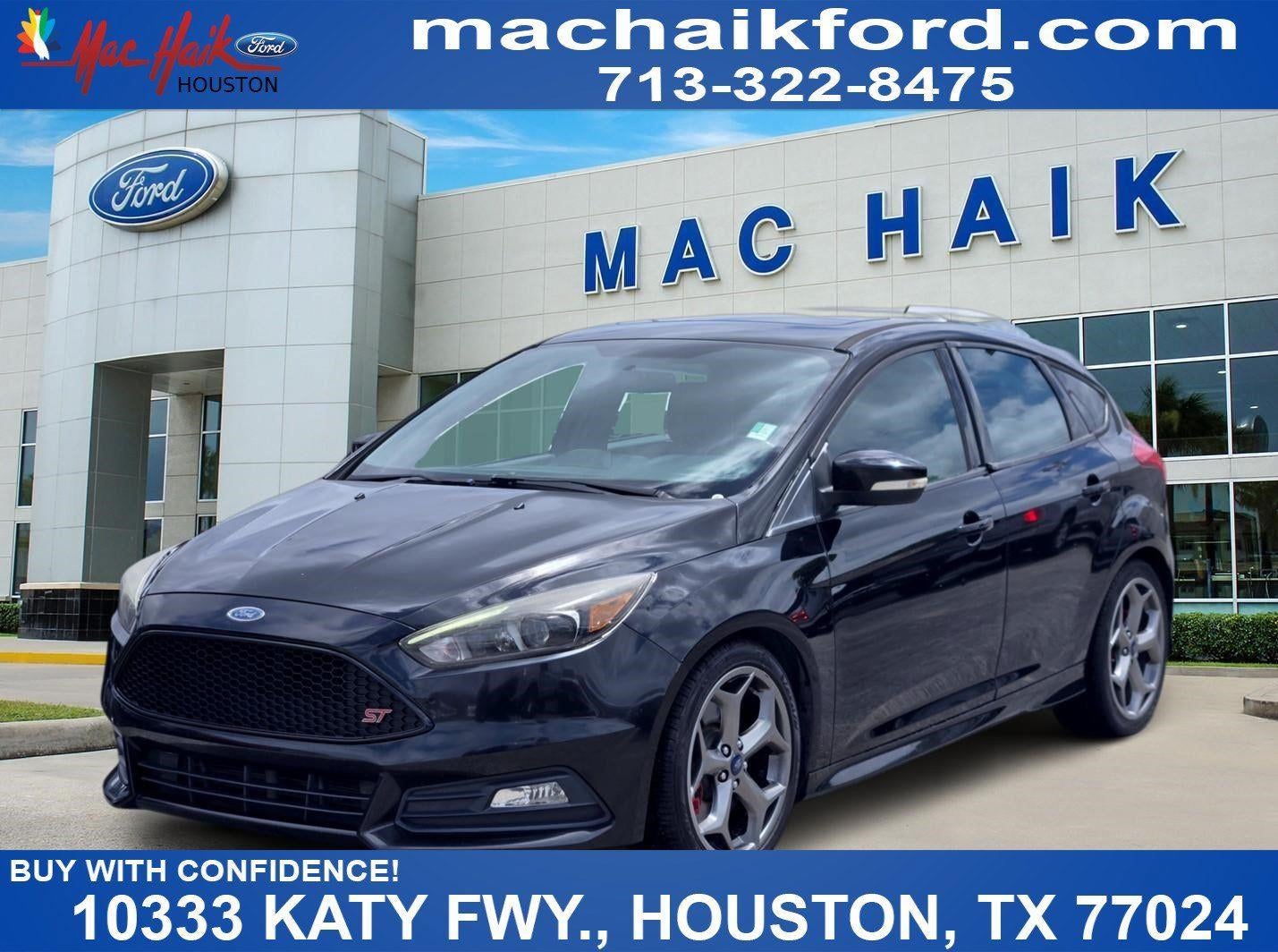 2017 Ford Focus ST in Shadow Black — front three-quarter view