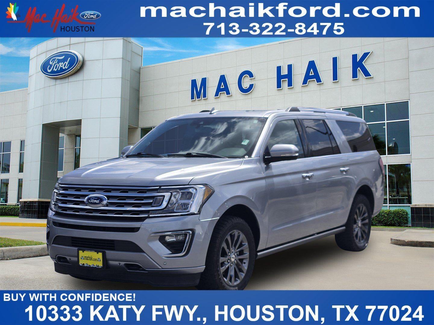 2020 Ford Expedition Max Limited in Iconic Silver — front three-quarter view