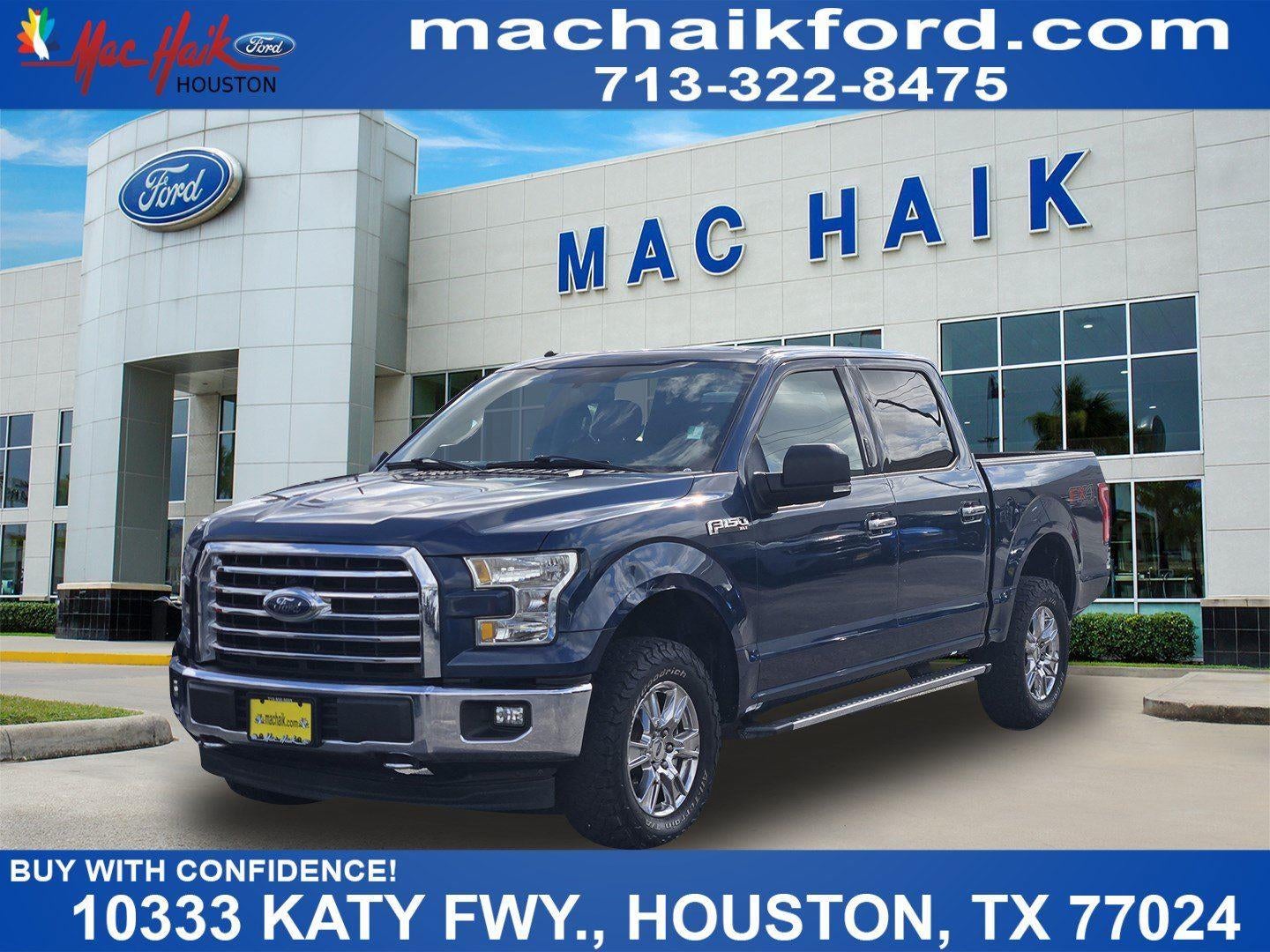 2017 Ford F-150 XLT in Blue Jeans — front three-quarter view