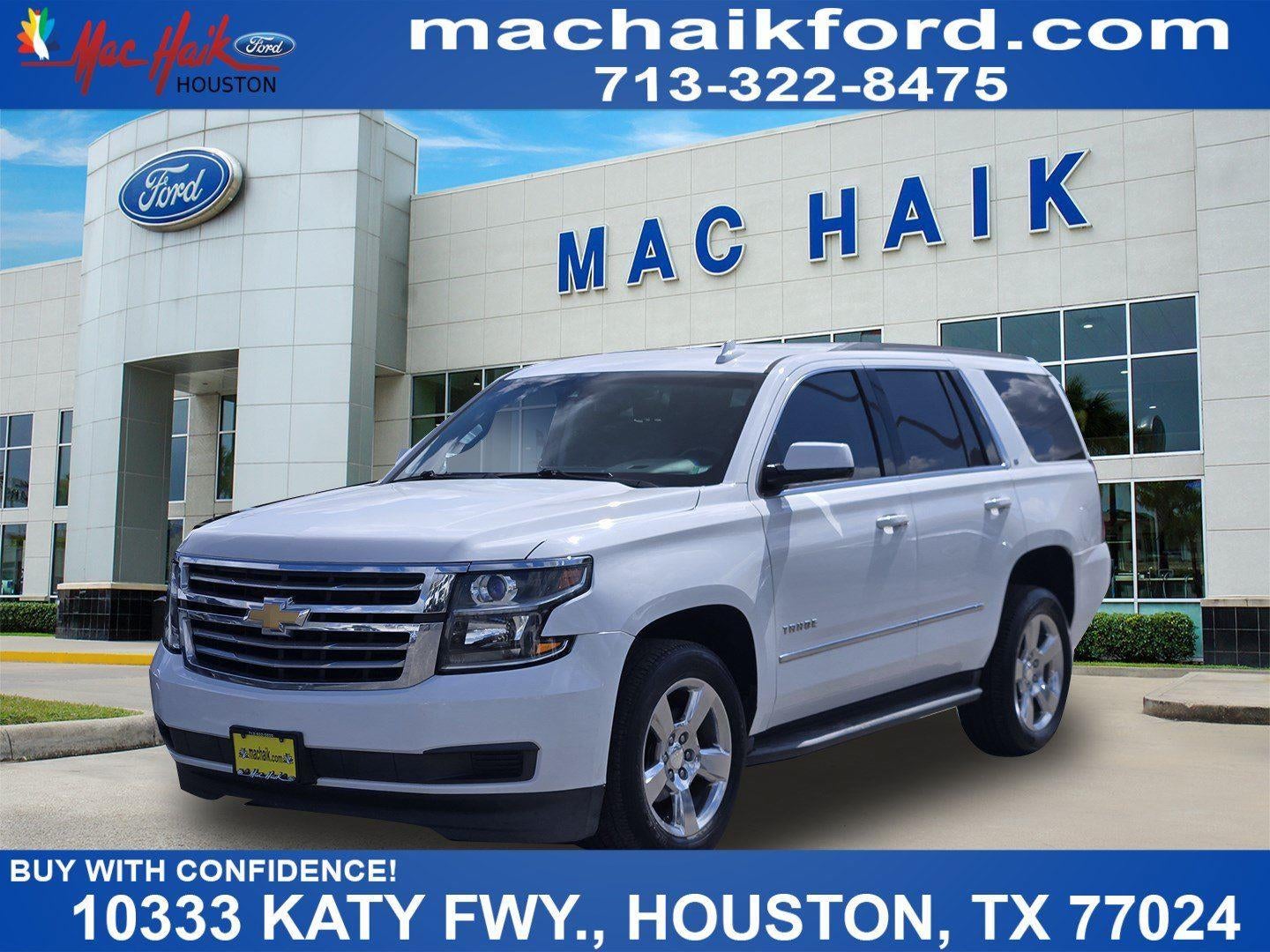 2017 Chevrolet Tahoe LT in Summit White — front three-quarter view
