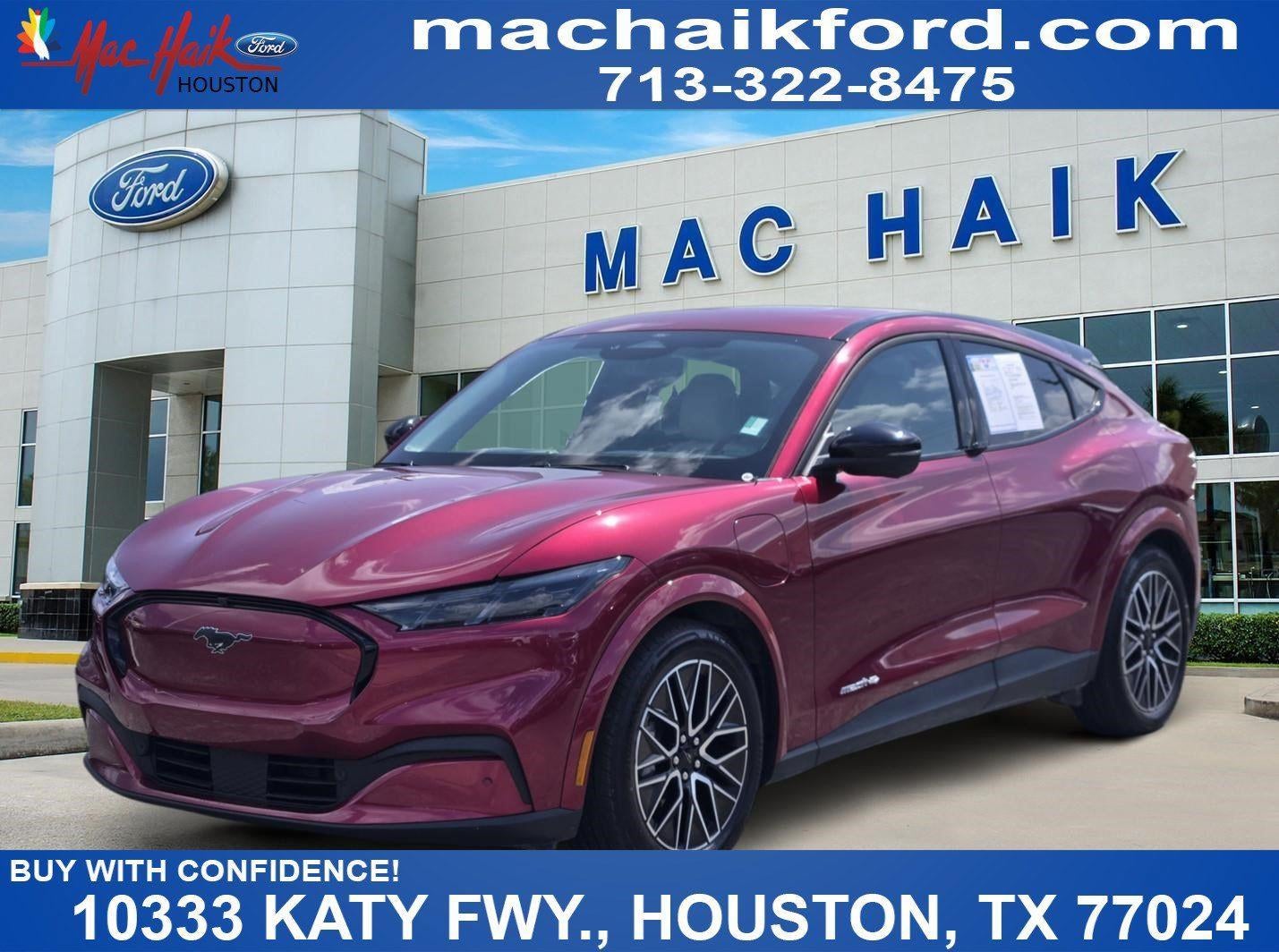 2025 Ford Mustang Mach-E Premium in Molten Magenta Metallic Tri-Coat — front three-quarter view