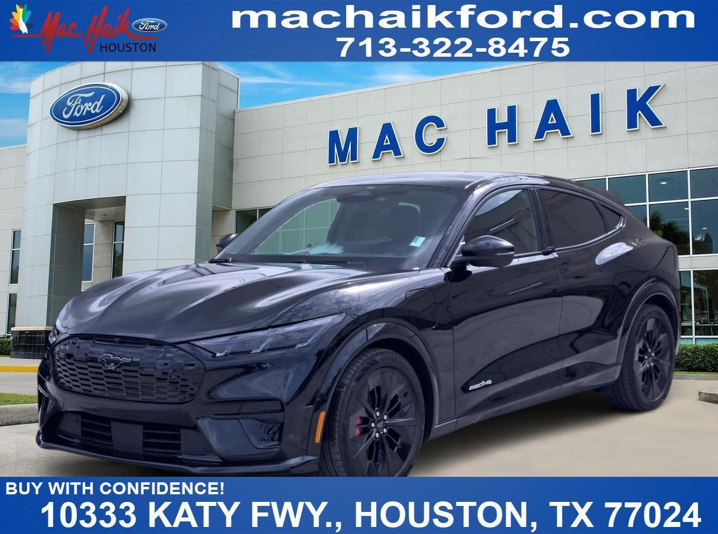 2025 Ford Mustang Mach-E GT in Shadow Black — front three-quarter view