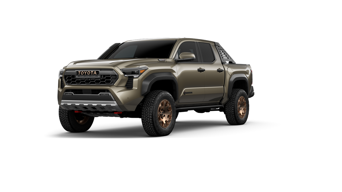 2026 Toyota Tacoma i-FORCE MAX Tacoma Trailhunter in Bronze Oxide — front three-quarter view