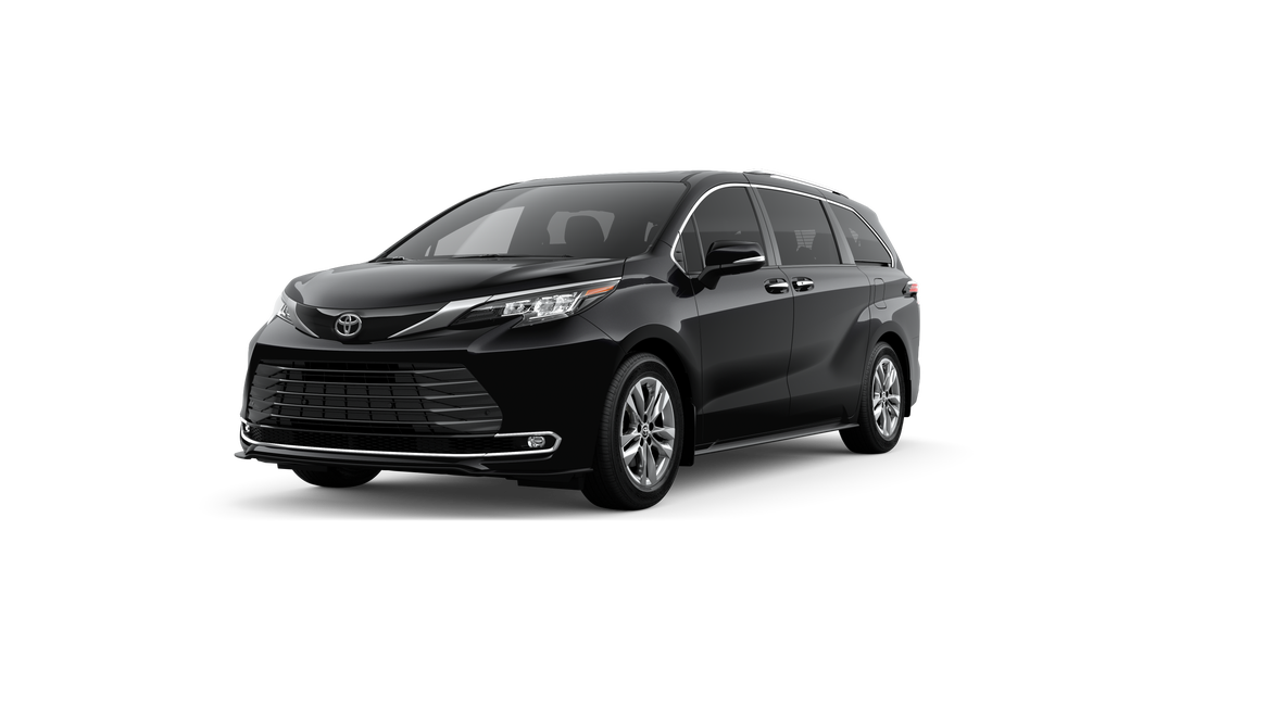 2026 Toyota Sienna Limited in Midnight Black Metallic — front three-quarter view