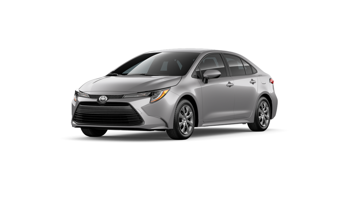2026 Toyota Corolla LE in Classic Silver Metallic — front three-quarter view