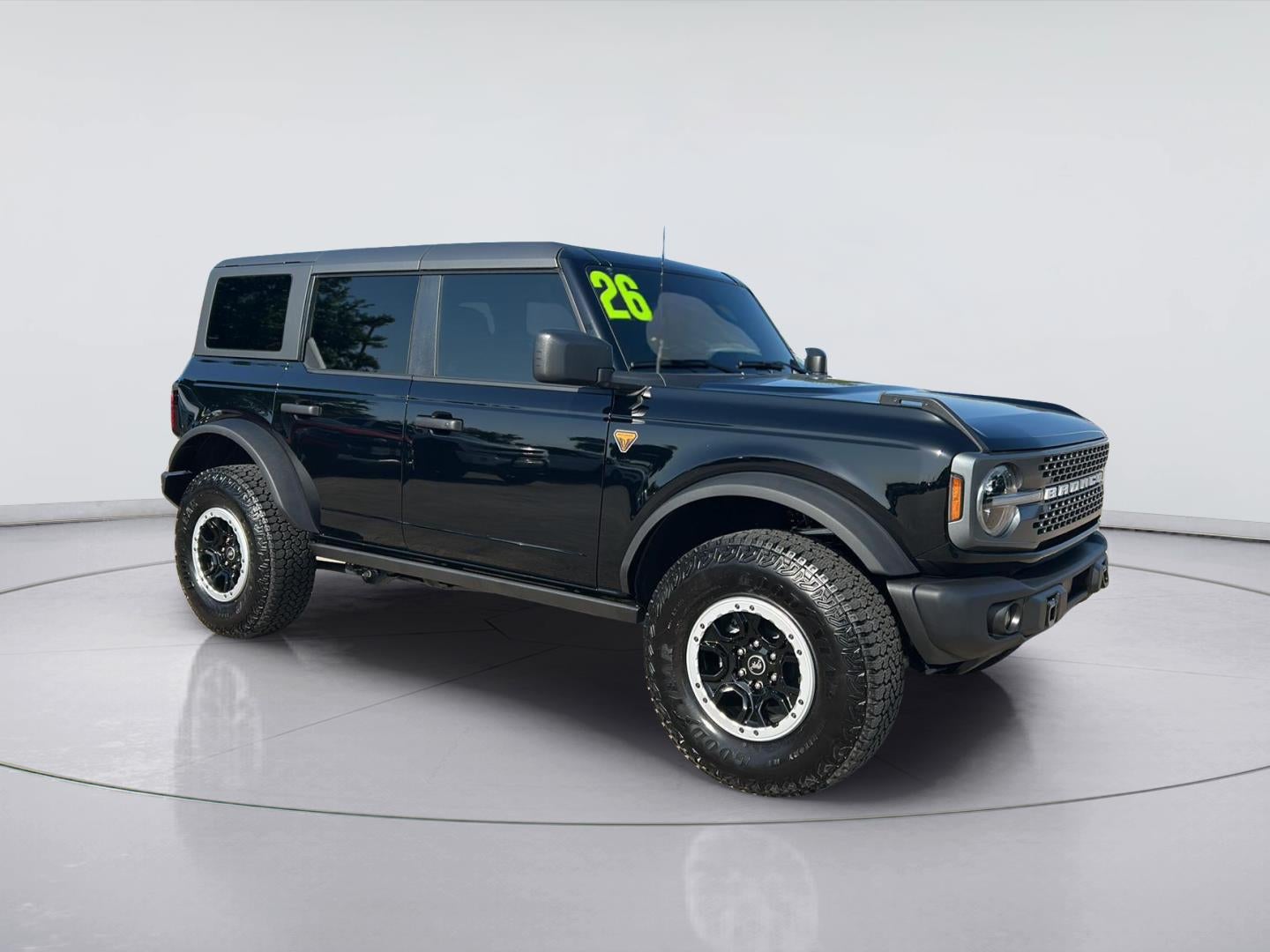 2026 Ford Bronco Badlands in Shadow Black — front three-quarter view