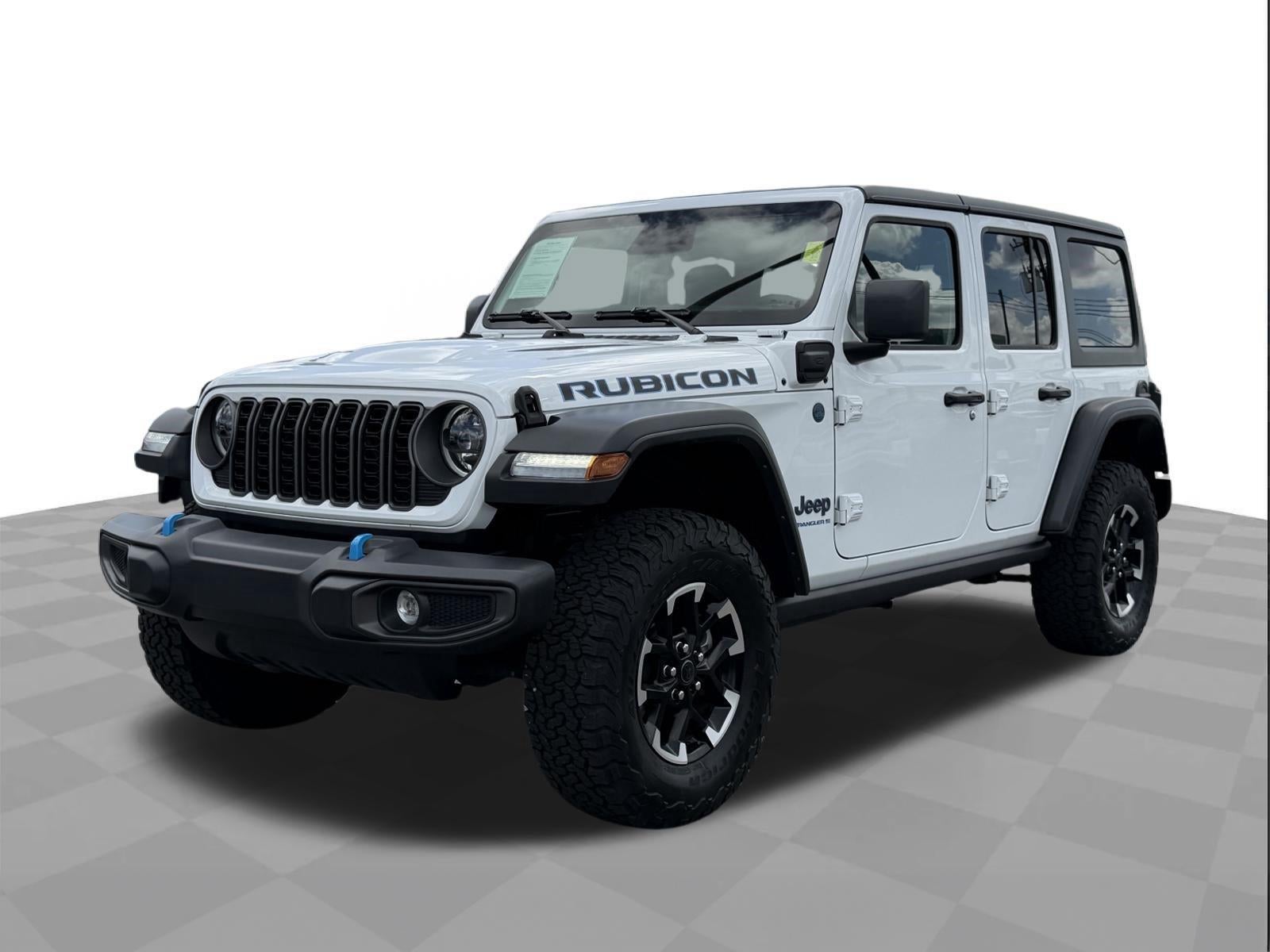 2025 Jeep Wrangler 4xe Rubicon in Bright White Clearcoat — front three-quarter view