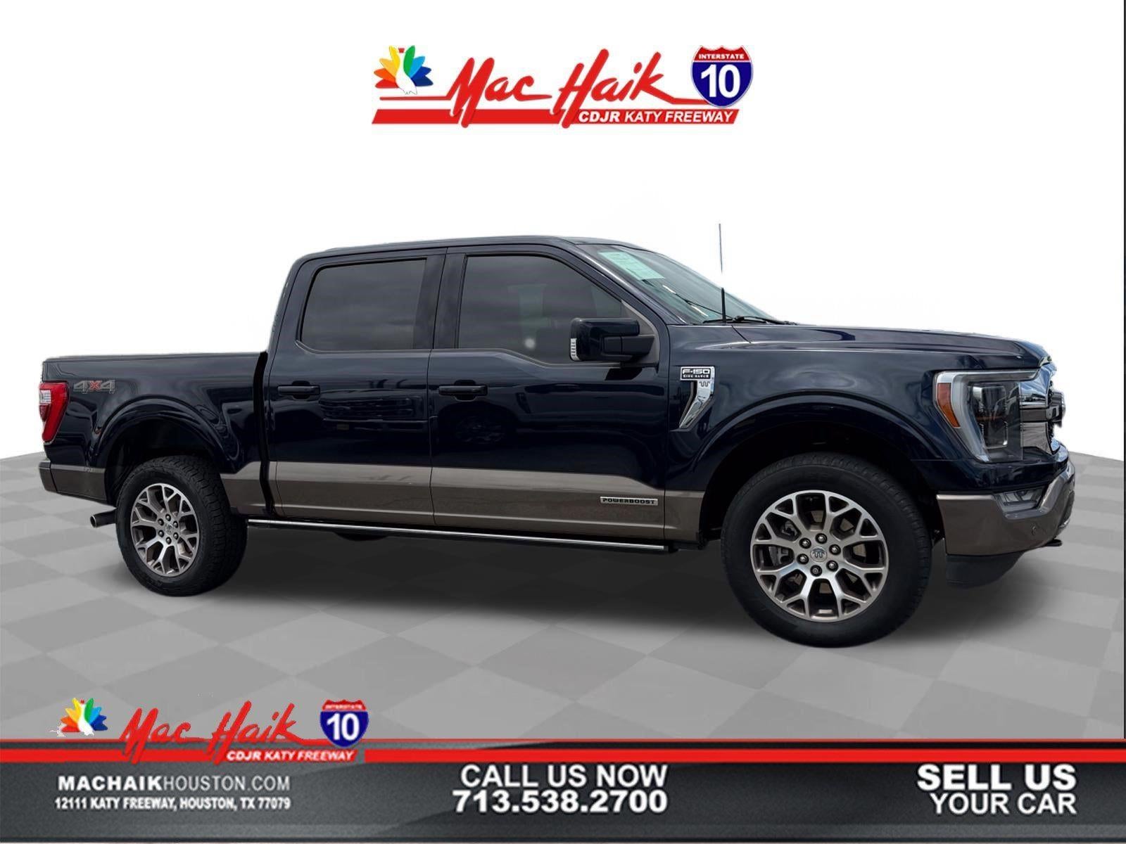 2022 Ford F-150 King Ranch in Antimatter Blue And Stone Gray — front three-quarter view