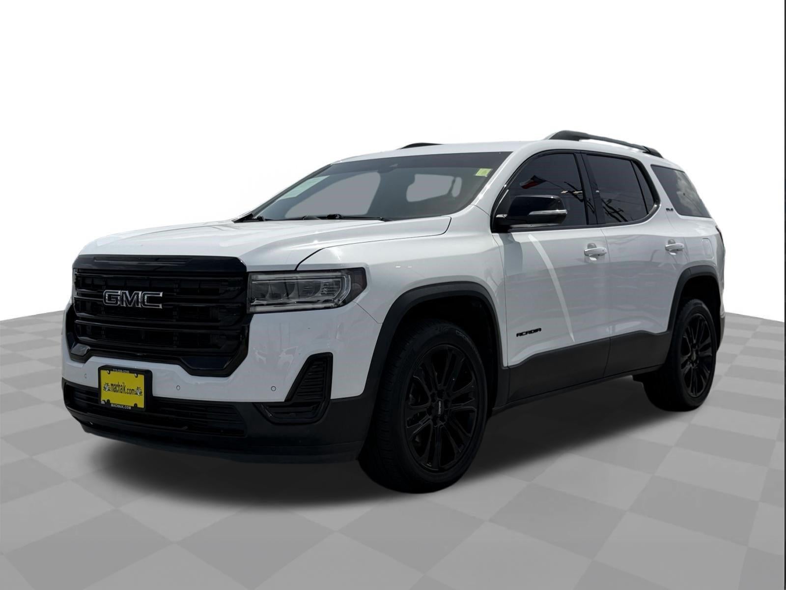 2023 GMC Acadia SLE in Summit White — front three-quarter view